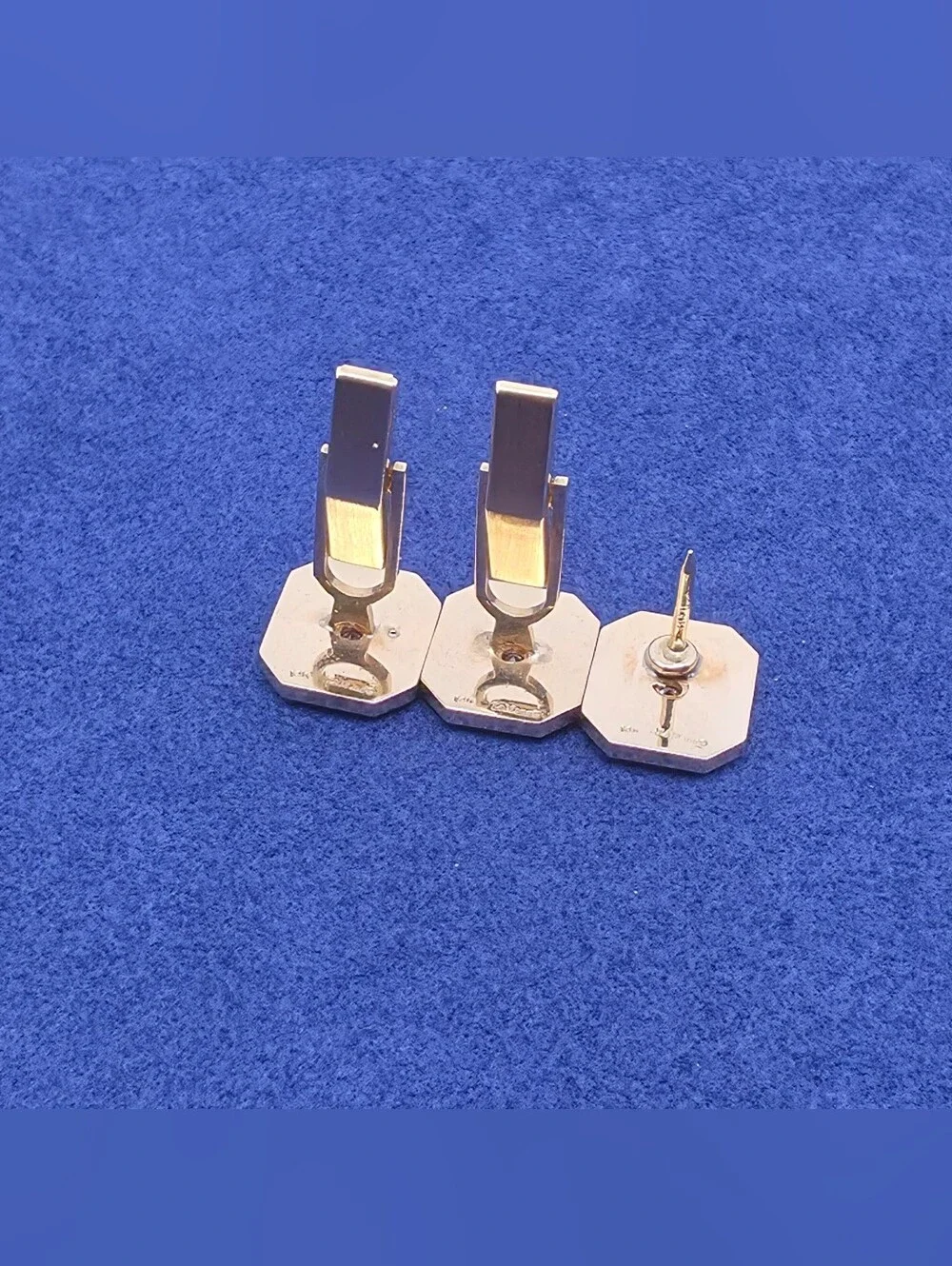 Vintage LeMans 14k Gold Diamond Cufflinks & Tie Tack Shirt Stud Tuxedo Dress Set